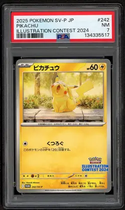 PIKACHU PSA 7 2025 POKEMON SV-P JPN #242 ILLUSTRATION CONTEST 2024 NM 2025 - Image 1
