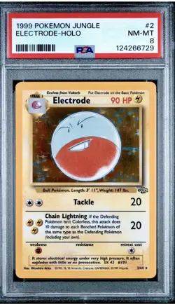 ELECTRODE Pokemon Jungle Unlimited Holo 2/64 - PSA 8 - Image 1