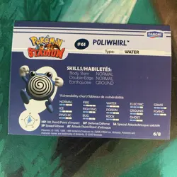 2000 - POLIWHIRL - Pokemon Card Danone Stadium Tip - Shiny Silver Card 6/8 #61 2 - Image 2