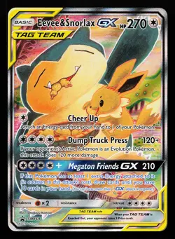 Eevee & Snorlax GX SM169 Alternate Art Black Star Promo Pokemon Card - Image 1