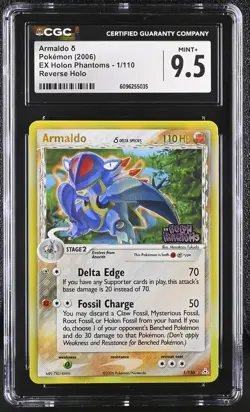 CGC 9.5 MINT+ Armaldo EX Holon Phantoms 1/110 Reverse Holo Stamped Pokemon Card - Image 1