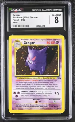 CGC 8 GERMAN Gengar 2000 Fossil 5/62 Holo Pokemon Card - Image 1