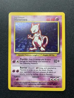Pokemon Mewtwo 10/102 Holo Rare Base Set LP / MP - Image 1