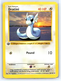 Dratini 26/102 MINT 1999 Pokemon 1st Edition Base Set Shadowless - Image 1