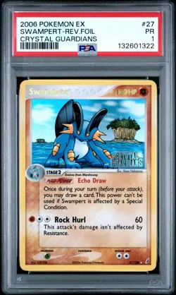 PSA 1 2006 Pokemon Crystal Guardians Swampert Reverse Holo Foil 27/100 STAMPED - Image 1