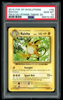 2016 Pokemon XY Evolutions Raichu Pikachu Power Theme Deck PSA 10 - Image 1