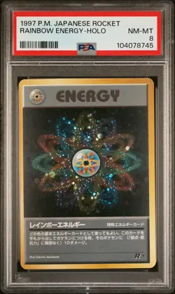 1997 POKEMON JPN ROCKET RAINBOW ENERGY-HOLO PSA 8 - Image 1