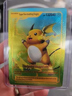 Super Fire Breathing Dragon Rainbow Foil Fan Art Vinyl Collector Pokemon Card - Image 1