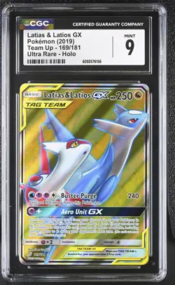 CGC 9 MINT Latias & Latios GX 2019 Team Up 169/181 Ultra Rare Holo Pokemon Card - Image 1
