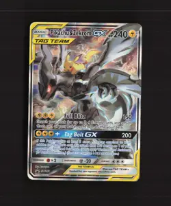 Pikachu & Zekrom GX SM168 Black Star Promo Full Art Holo Pokemon Card DMG - Image 1