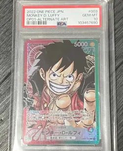 PSA 10 Monkey D. Luffy Leader Parallel OP01-003 One Piece Card - Image 1