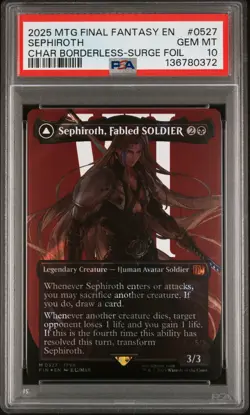 2025 MTG FINAL FANTASY SURGE FOIL #0527 SEPHIROTH, FABLED SOLDIER PSA 10 - Image 1