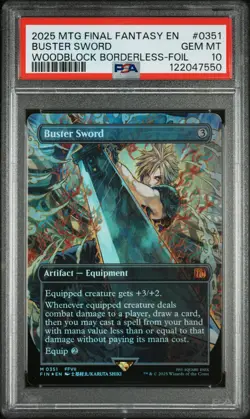 PSA 10 Magic the Gathering Buster Sword Woodblock Borderless Foil Final Fantasy - Image 1