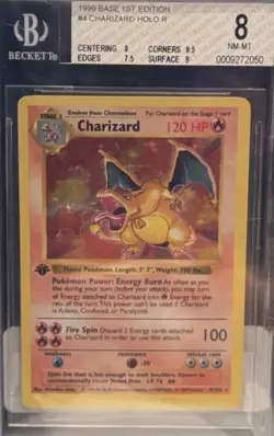 1999 Pokemon Base Set Shadowless 1st Edition Holo Charizard BGS 8 - Image 1