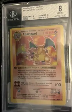 1999 Pokemon Base Set Shadowless 1st Edition Holo Charizard BGS 8 - Image 4