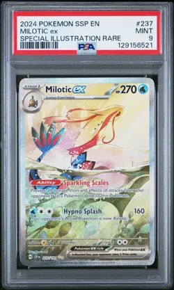 PSA 9 MINT Milotic ex Surging Sparks SIR Full Art Holo 2024 Pokemon 237/191 - Image 1