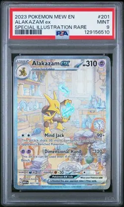 PSA 9 MINT Alakazam ex 151 English SIR Full Art Holo 2023 Pokemon 201/165 - Image 1