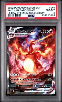 PSA 8 NM-MT Charizard VMAX UPC Black Star Promo Full Art Holo Pokemon SWSH 261 - Image 1