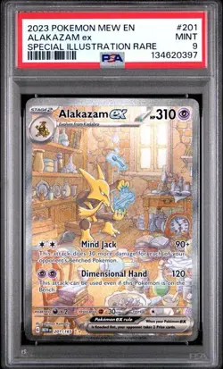 PSA 9 MINT Alakazam ex 151 English SIR Full Art Holo Pokemon 201/165 - Image 1