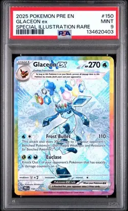 PSA 9 MINT Glaceon ex Prismatic Evolutions SIR Full Art Holo Pokemon 150/131 - Image 1