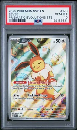 PSA 10 GEM MINT Eevee ETB Promo Full Art Holo 2025 Pokemon SVP 173 - Image 1