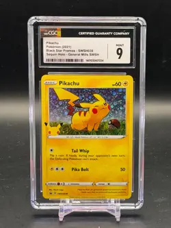 CGC 9 MINT Pikachu Black Star Promo General Mills Holo 2021 Pokemon SWSH039 - Image 1