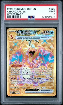 PSA 9 MINT Charizard ex Obsidian Flames Hyper Rare 2023 Pokemon 228/197 - Image 1