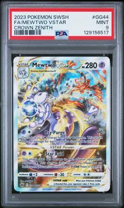 PSA 9 MINT Mewtwo VSTAR Crown Zenith Full Art Holo 2023 Pokemon GG44 - Image 1