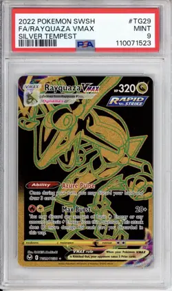 PSA 9 Rayquaza VMAX Pokemon SWSH Silver Tempest Trainer Gallery Gold TG29/TG30 - Image 1