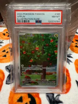 2024 POKEMON TWM EN-TWILIGHT MASQUERADE ILLUSTRATION RARE #185 APPLIN PSA 8 - Image 1