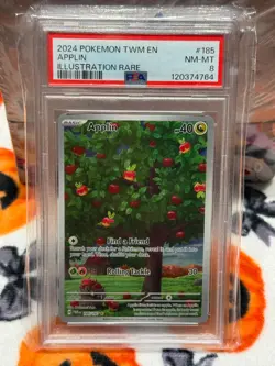 2024 POKEMON TWM EN-TWILIGHT MASQUERADE ILLUSTRATION RARE #185 APPLIN PSA 8 - Image 3