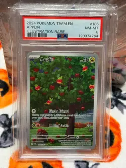 2024 POKEMON TWM EN-TWILIGHT MASQUERADE ILLUSTRATION RARE #185 APPLIN PSA 8 - Image 4