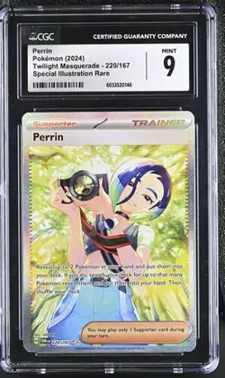 CGC 9 PERRIN 220 TWILIGHT MASQUERADE FULL ART TRAINER SIR POKEMON - Image 1