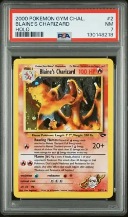 2000 POKEMON GYM CHALLENGE HOLO #2 BLAINE'S CHARIZARD PSA 7 - Image 1