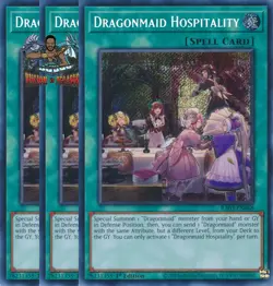 Yugioh! 3x Dragonmaid Hospitality RA03-EN068 Secret Rare 1st Ed NM - Image 1