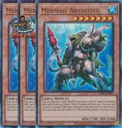 Yugioh! 3x Mermail Abyssteus RA03-EN007 Ultimate Rare 1st Ed NM - Image 1