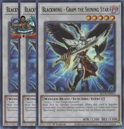 Yugioh! 3x Blackwing - Gram the Shining Star BLCR-EN063 Ultra Rare 1st Ed NM - Image 1