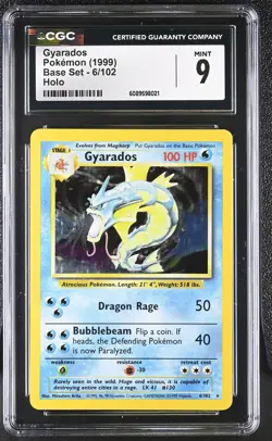 CGC 9 MINT Gyarados 1999 Base Set 6/102 Holo Pokemon Card - Image 1