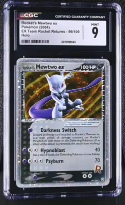 CGC 9 MINT Rocket's Mewtwo ex EX Team Rocket Returns 99/109 Holo Pokemon Card - Image 1