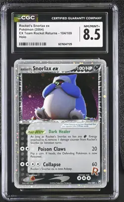 CGC 8.5 Rocket's Snorlax ex EX Team Rocket Returns 104/109 Holo Pokemon Card - Image 1