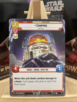 Star Wars Unlimited SOP - Chopper - War Hero Hyperspace Legendary Card 411 - Image 1