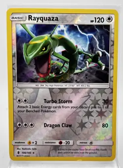 Rayquaza 106/145 Reverse Holo Pokemon Card 2017 Guardians Rising LP/MP - Image 1