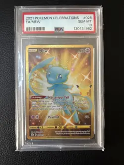 Mew 2021 Pokemon Celebrations #025 Shiny Full Art Gold Secret Rare PSA 10 - Image 1