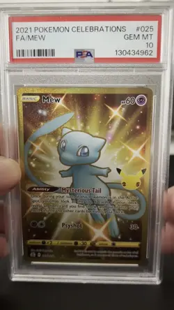 Mew 2021 Pokemon Celebrations #025 Shiny Full Art Gold Secret Rare PSA 10 - Image 2
