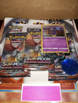 Pokemon 2017 Burning Shadows 3 Pack Blister Sealed Cosmog Cosmos Holo Promo SM42 - Image 3