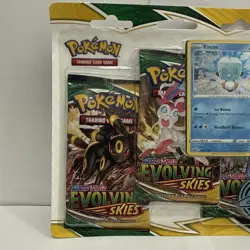 POKEMON SWORD SHIELD EVOLVING SKIES 3-PACK Blister BOOSTER EISCUE PROMO 820650808814 - Image 2