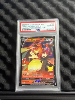 2021 Pokemon SWSH BSP Lance's Charizard v Celebrations Collection PSA 10 - Image 1
