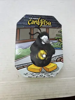 Collectible Disney Topps Club Penguin Card-Jitsu TCG Tin Dented - Tin ONLY #ML - Image 1