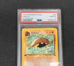 Kabuto 1st Edition 1999 Fossil 50/62 PSA 8 NM-MT Graded Pokemon Card WOTC TCG - Image 2