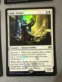 Relic Seeker Foil X4 Origins Buy A Box Promo NM Condition See Pics Front Back - Image 2